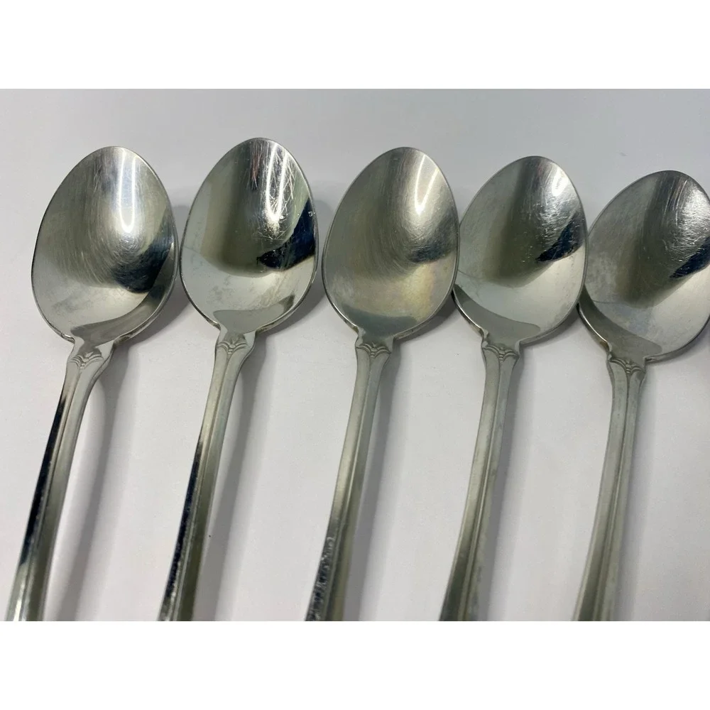 Towle Santa Barbara 18/8 Stainless Flatware Lot of 8 Soup Spoons Glossy China